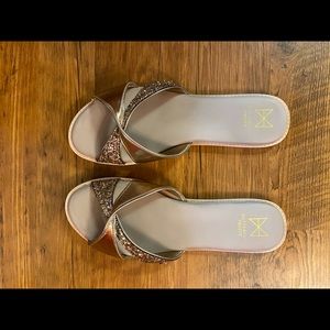 Butterfly Twists Rose Gold Pink Slides Sandals